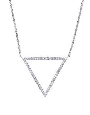 Effy 0.24 TCW Diamond 14K White Gold Triangle Pendant Necklace - DIAMOND