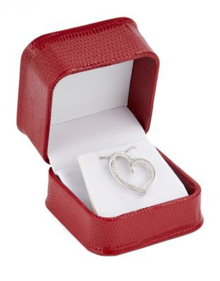 Fine Jewellery Sterling Silver And .125ct Diamond Double Heart Pendant - DIAMOND