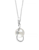 Effy 14K White Gold Freshwater Pearl and Diamond Pendant Necklace - PEARL