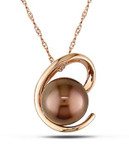 Concerto 8.5 - 9 MM Chocolate Tahitian Pearl Fashion Pendant With 14k Pink Gold Chain - BROWN