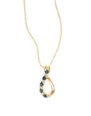 Fine Jewellery 14k Yellow Gold Sapphire and 0.06 tcw Diamond Teardrop Necklace - BLUE