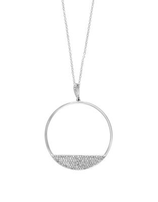 Effy 0.42 TCW Diamond 14K White Gold Hoop Pendant Necklace - DIAMOND