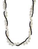Effy Sterling Silver 7.5mm Pearl and Agate Braided Necklace - PEARL