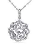 Concerto Diamond Flower Sterling Silver Necklace - DIAMOND
