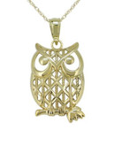 Fine Jewellery 14K Yellow Gold Owl Pendant Necklace - YELLOW GOLD