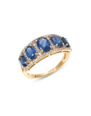 Fine Jewellery 14K Yellow Gold .144TW Diamond and Sapphire Ring - BLUE - 7