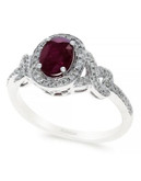 Effy 14K White Gold Diamond and Natural Mozambique Ruby Ring - RED - 7