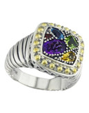 Effy Sterling Silver 18K Yellow Gold And Multi-Colour Gemstone Ring - SILVER/GOLD - 7