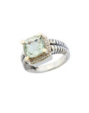 Fine Jewellery Sterling Silver 14K Yellow Gold Diamond And Green Amethyst Ring - AMETHYST - 7