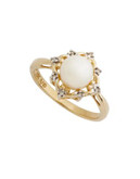Fine Jewellery 10K Yellow Gold Diamond And Freshwater Pearl Ring - YELLOW GOLD/PEARL/DIAMOND - 7