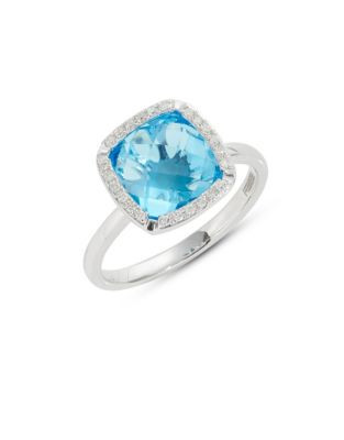 Effy 14k White Gold Blue Topaz and Diamond Ring - WHITE GOLD - 7