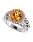 Effy Sterling Silver and 18k Gold Citrine and Diamond Ring - CITRINE - 7