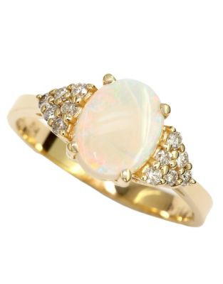 Effy 14K Yellow Gold Diamond And Opal Ring - OPAL - 7