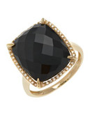 Effy 14K Yellow Gold Diamond and 9.95Ct. Onyx Ring - BLACK - 7