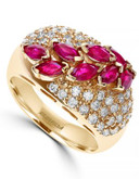 Effy 14K Yellow Gold 0.74ct Diamond and 1.75ct Natural Ruby Ring - RUBY - 7