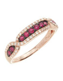 Effy 14K Rose Gold 0.16Ct. T.W. Diamond and 0.28Ct. T.W. Natural Ruby Ring - RUBY - 7