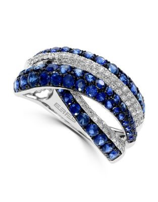 Effy 14K White Gold 0.29ct Diamond And 2.18ct Sapphire Ring - SAPPHIRE - 7