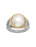 Fine Jewellery 14K Gold and Sterling Silver Pearl Ring - WHITE - 7