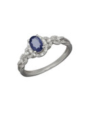 Fine Jewellery 14K White Gold Sapphire and Diamond Ring - BLUE - 7