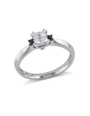 Concerto .33 CT Black and White Princess Diamond TW 14k White Gold Fashion Ring - DIAMOND - 5