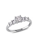 Concerto .5 CT Round and Parallel Baguette Diamonds TW 14k White Gold Engagement Ring - DIAMOND - 5