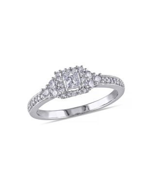 Concerto .5 CT Round and Princess Diamonds TW 14k White Gold Fashion Ring - DIAMOND - 8