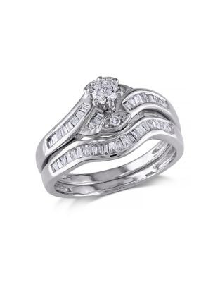 Concerto .5 CT Round and Tapers Diamonds TW 14k White Gold Bridal Set Ring - DIAMOND - 6