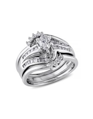 Concerto .75 CT Multi-shape Diamonds TW 14k White Gold Bridal Set Ring - DIAMOND - 8
