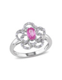 Concerto .167 CT Diamond TW And .625 TGW Pink Sapphire 14k White Gold Fashion Ring - PINK - 6