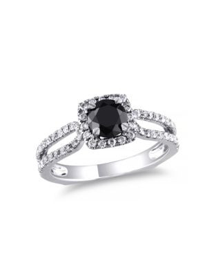 Concerto 1.2 CT Black and White Diamond TW 14k White Gold Fashion Ring - BLACK - 9