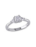 Concerto .75 CT Trillion and Emerald Diamonds TW 14k White Gold Fashion Ring - DIAMOND - 8
