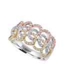 Effy 14K Tri-Color Gold and Diamond Interwoven Ring - TRI COLOUR - 7