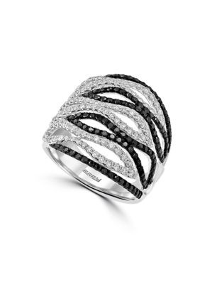 Effy 14K White Gold and Black Diamond Ring - WHITE GOLD - 7