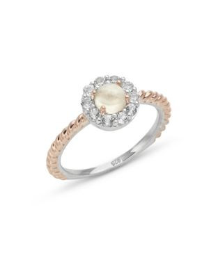 Fine Jewellery Two-Tone Sterling Silver Round Citrine and White Topaz Ring - CITRINE - 7