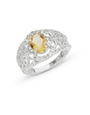 Fine Jewellery Sterling Silver Citrine and White Topaz Floral Ring - CITRINE - 7