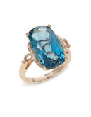 Effy 14K Rose Gold Blue Topaz and Diamond Ring - BLUE TOPAZ - 7