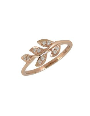 Fine Jewellery 0.1 TCW Diamond and 14K Rose Gold Leaf Ring - DIAMOND - 7