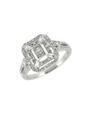 Fine Jewellery 0.375TCW Diamond and 14K White Gold Square Vintage Ring - DIAMOND - 7