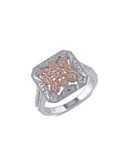 Concerto 0.08 TCW Diamond and Two-Tone Sterling Silver Vintage Ring - DIAMOND - 5