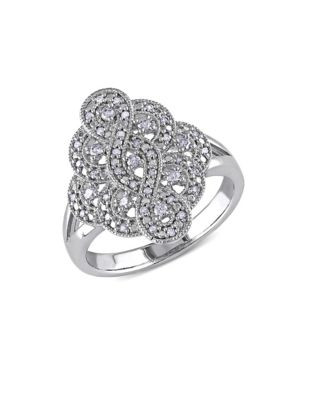 Concerto .25 CT Diamond and Sterling Silver Vintage Ring - DIAMOND - 5