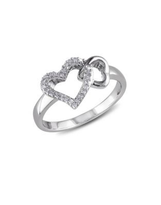 Concerto Diamond Interlocking Heart Ring - DIAMOND - 7