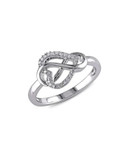 Concerto Diamond and Sterling Silver Infinity Heart Ring - DIAMOND - 7