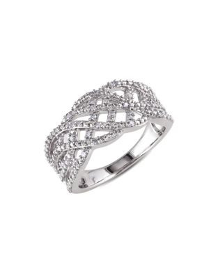 Concerto Interwoven Pave Diamond Sterling Silver Ring - DIAMOND - 7
