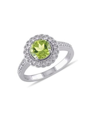 Concerto 0.12TCW Pave Diamond Round Peridot Ring - PERIDOT - 7