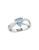 Concerto 1.33TCW Blue Topaz and Diamond Accent Heart Ring - TOPAZ - 8