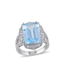 Concerto 10.33TCW Blue and White Topaz Ring with 0.1TCW Diamond Accent - TOPAZ - 5