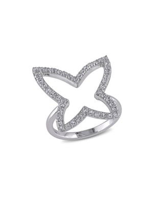 Concerto White Topaz Pave Star Ring - TOPAZ - 6