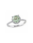 Concerto 1.16TCW Green Amethyst and Diamond Sterling Silver Halo Ring - AMETHYST - 5
