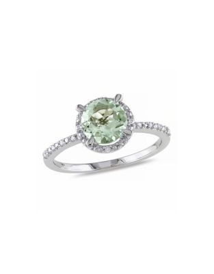 Concerto 1.16TCW Green Amethyst and Diamond Sterling Silver Halo Ring - AMETHYST - 9