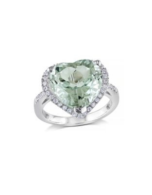 Concerto 4.8TCW Green Amethyst Heart and White Topaz Sterling Silver Ring - AMETHYST - 5